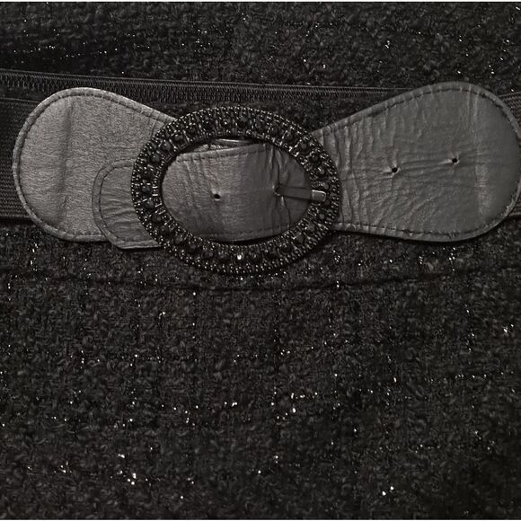 Maurices Black Belted Sparkling Mini Skirt Ebony 5/6 (Junior) - Picture 4 of 8